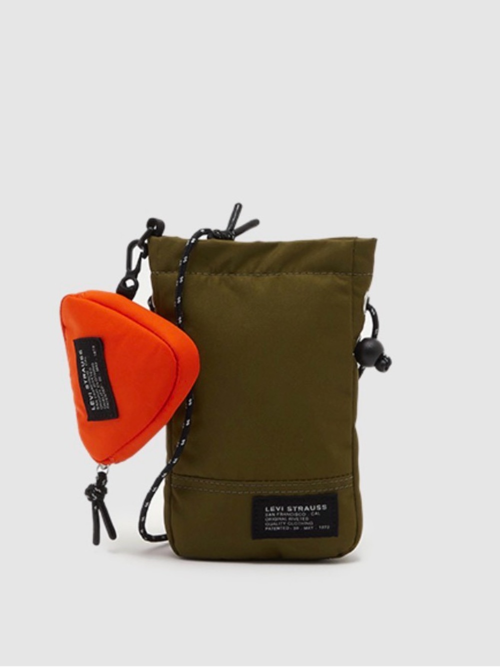 Levi's NWOT Olive Crossbody Neck Pouch with Orange Coin Pod